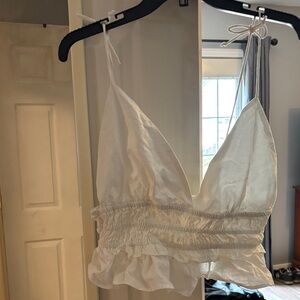 Elegant White Ruffled Crop Top